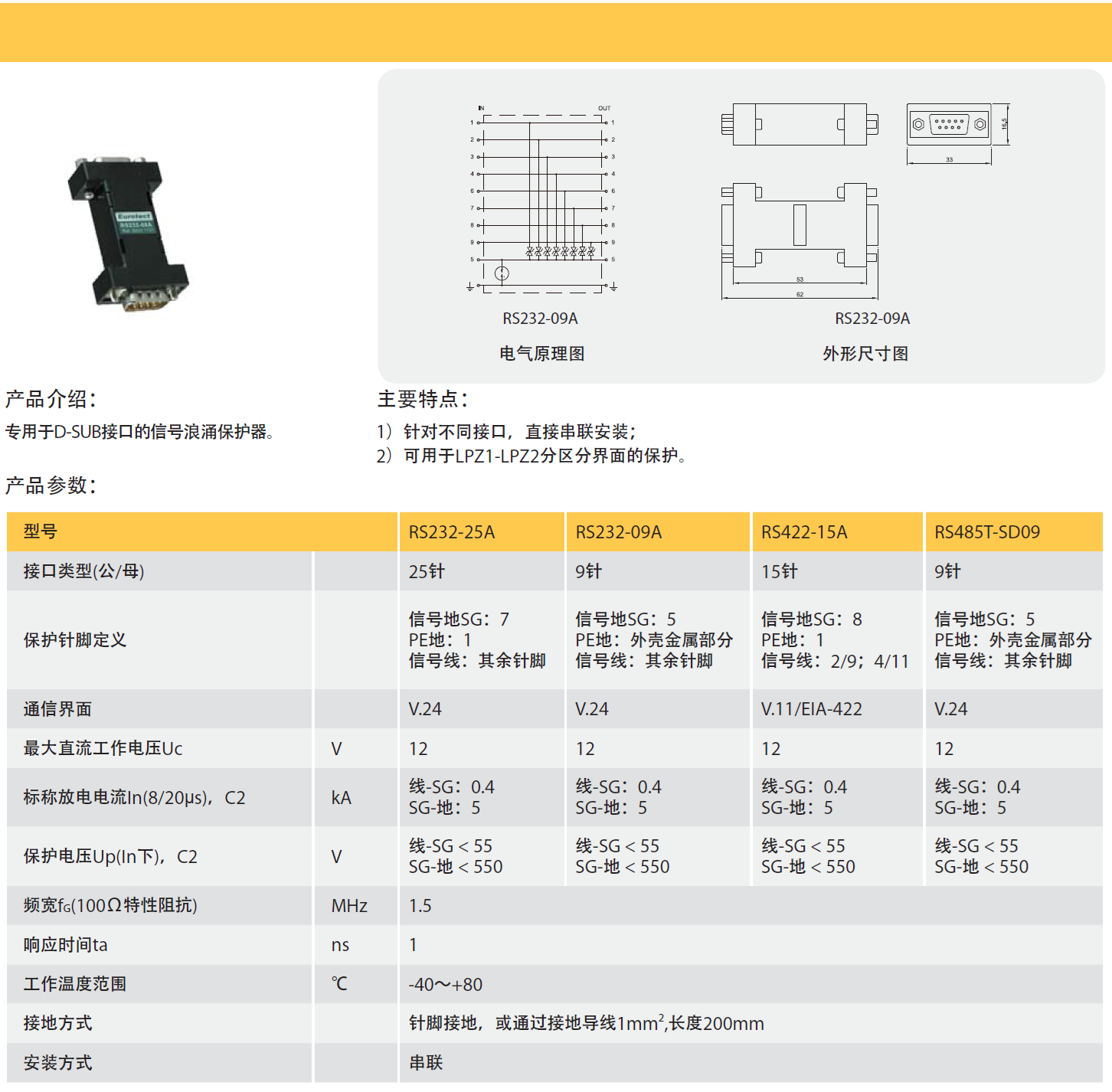 RS232-09A歐申串口信號防雷器的技術(shù)解析與應(yīng)用指南